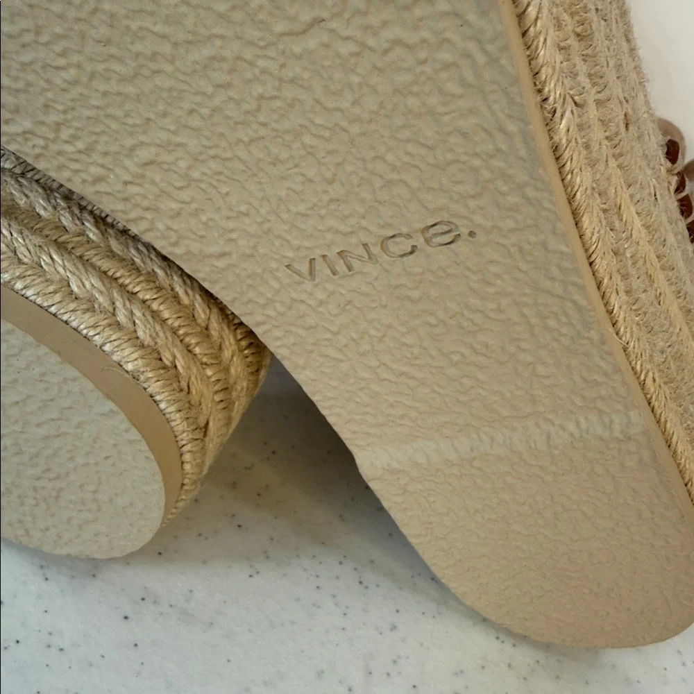 Vince Belisa Ankle Strap Leather/suede Espadrille Platform Wedge Sandal Sz 8
